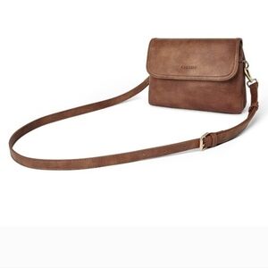 Women's Crossbody Adjustable Strap Bag Vegan Leather Purse Travel Mini Brown